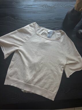 Carmel Petite Short-Sleeve Knit Top in Soft Cream